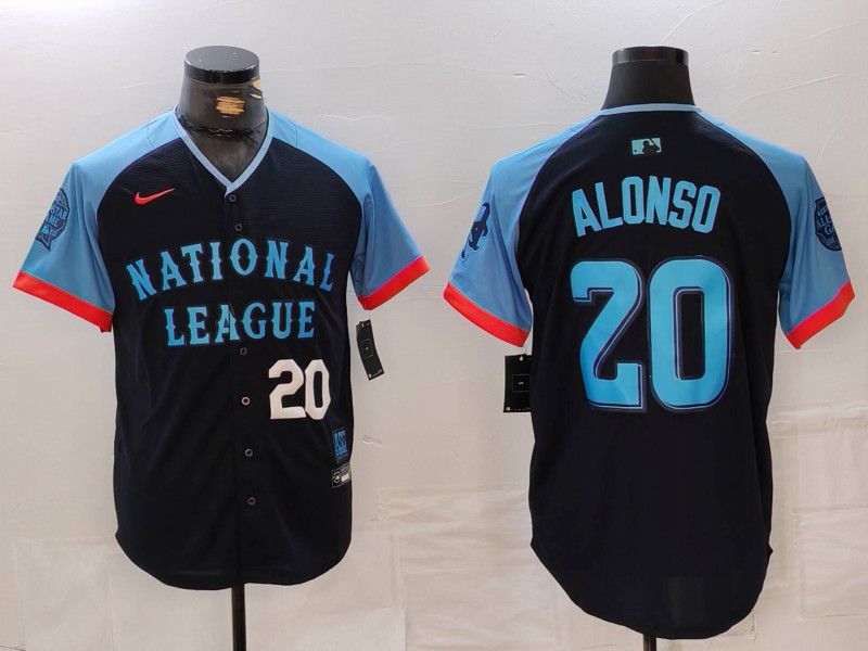 Men New York Mets #20 Alonso Blue All star 2024 Nike MLB Jersey style 4->new york mets->MLB Jersey